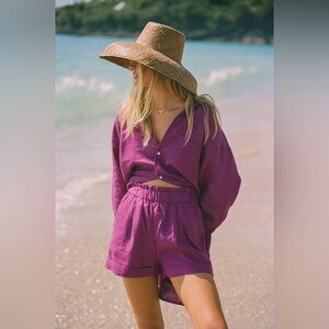 Rove Purple Linen Shorts NWOT